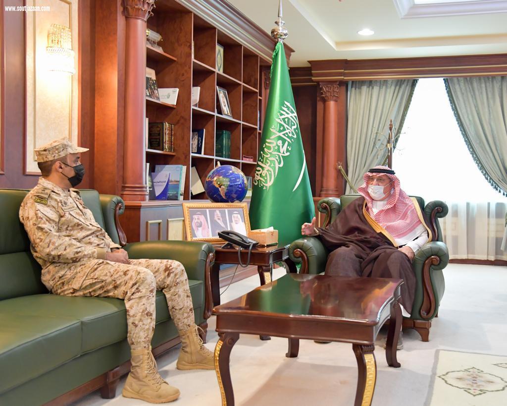 سمو أمير منطقة جازان يستقبل قائد قوة الحرس الوطني المعين بالمنطقة 