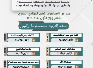 فرع الشؤون الإسلامية بجازان يواصل المناشط الدعوية النسائية عبر الاتصال المرئي في فيفا